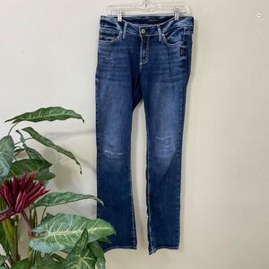 Silver Elyse Jeans Womens Size 31 x33 Rodeo western stretch Mid Rise Med Wash